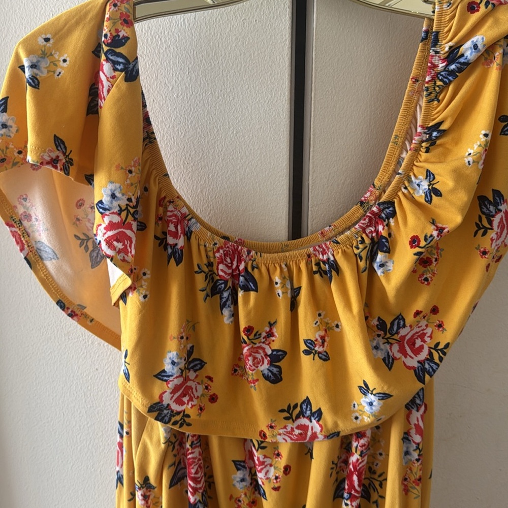 Yellow Ruffled Off-Shoulder Sundress - Picture 6 of 6